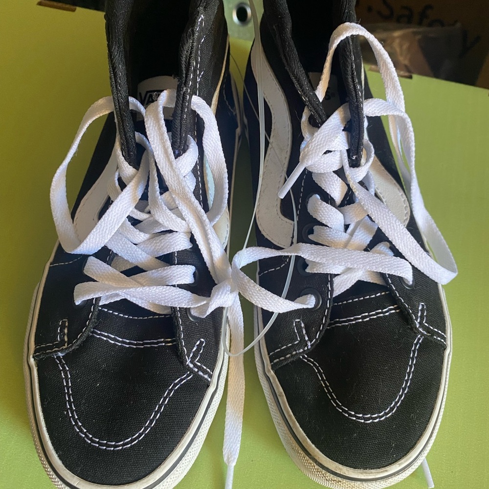 Unisex child Vans Classic Black and White High-Tops 5.5 - Picture 7 of 11